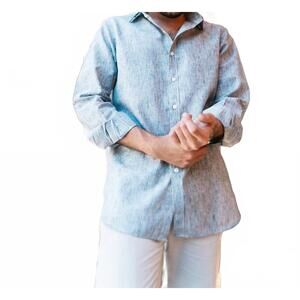 NEW BAHIA linen shirt in blue striped